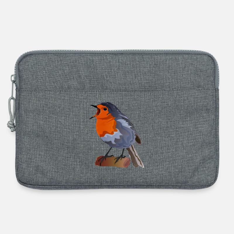 Robin Bird Illustration über Textil - Laptoptasche 13" - Grau meliert