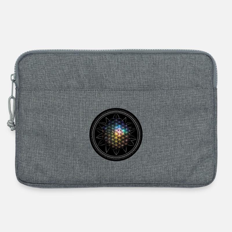 Blume des Lebens Regenbogen - Laptoptasche 13" - Grau meliert