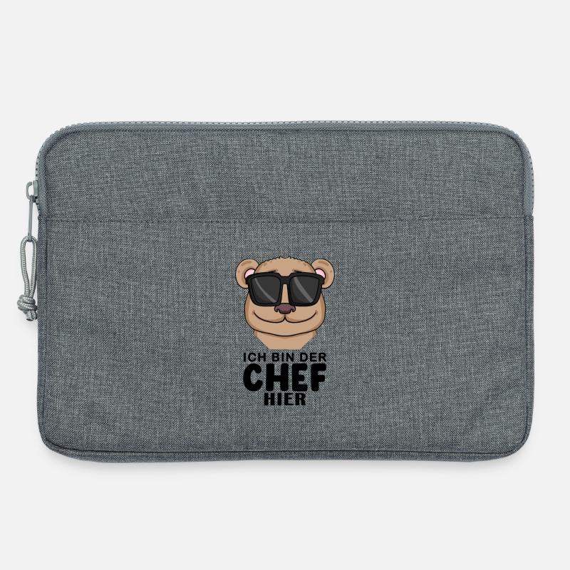 Chef Spruch mit Bär Motiv - Laptoptasche 13" - Grau meliert