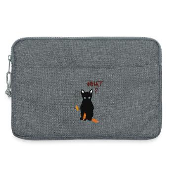 Kleines schwarzes süßes Kätzchen und Vogel - Laptoptasche 13" - Grau meliert - Vorne