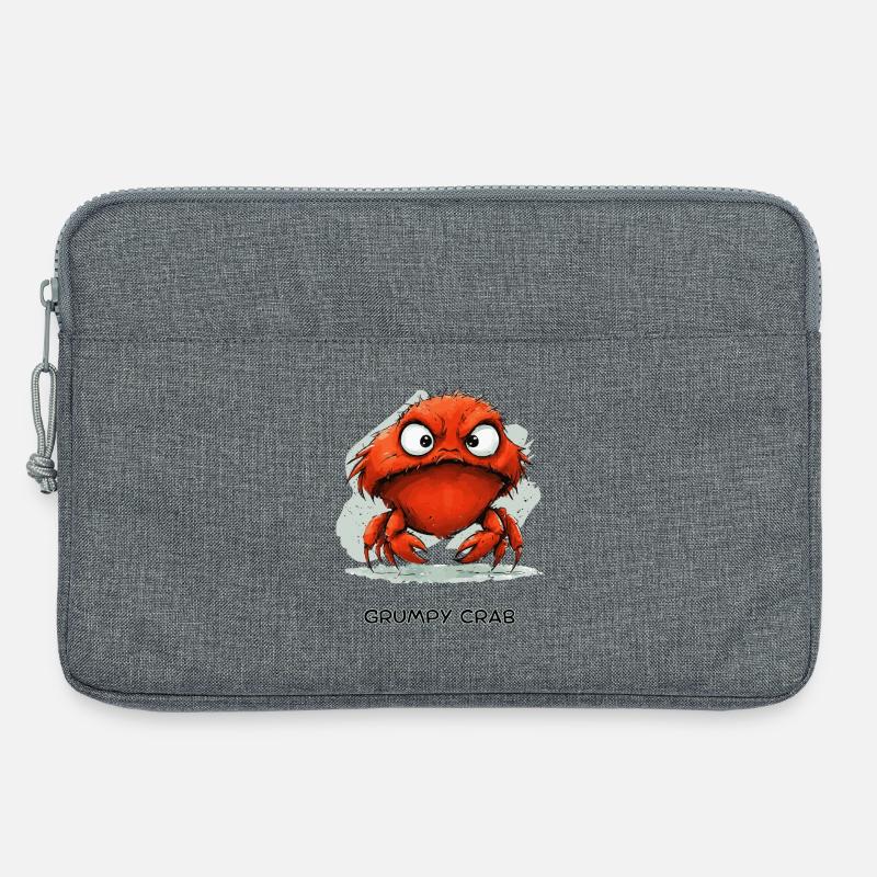 Grumpy Crab - Mürrische Cartoon Krabbe Design - Laptoptasche 13" - Grau meliert