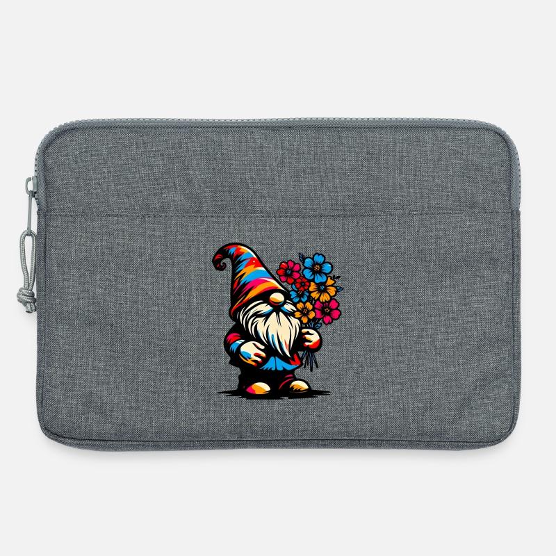 Zwerg mit Blumen - Laptoptasche 13" - Grau meliert