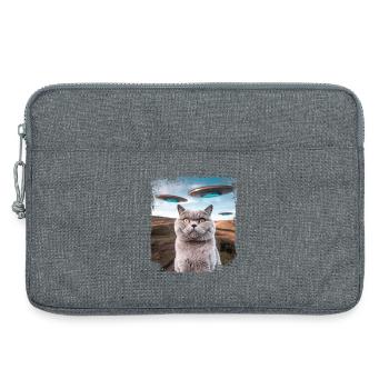 Funny British Shorthair Cat selfie with Alien UFOs - Laptop bag 13" - heather grey - Front