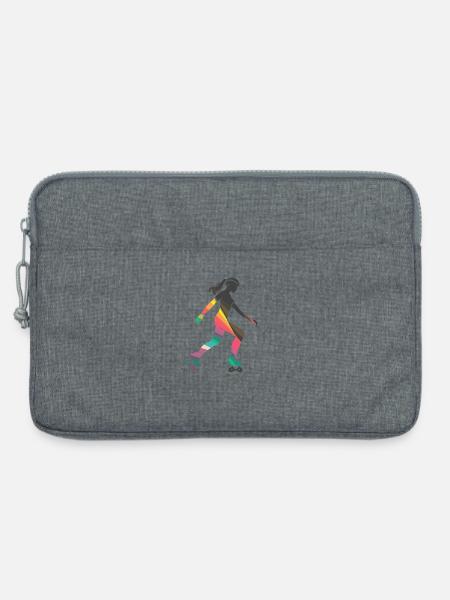 Rollschuhfahrendes Mädchen - Laptoptasche 13" - Grau meliert