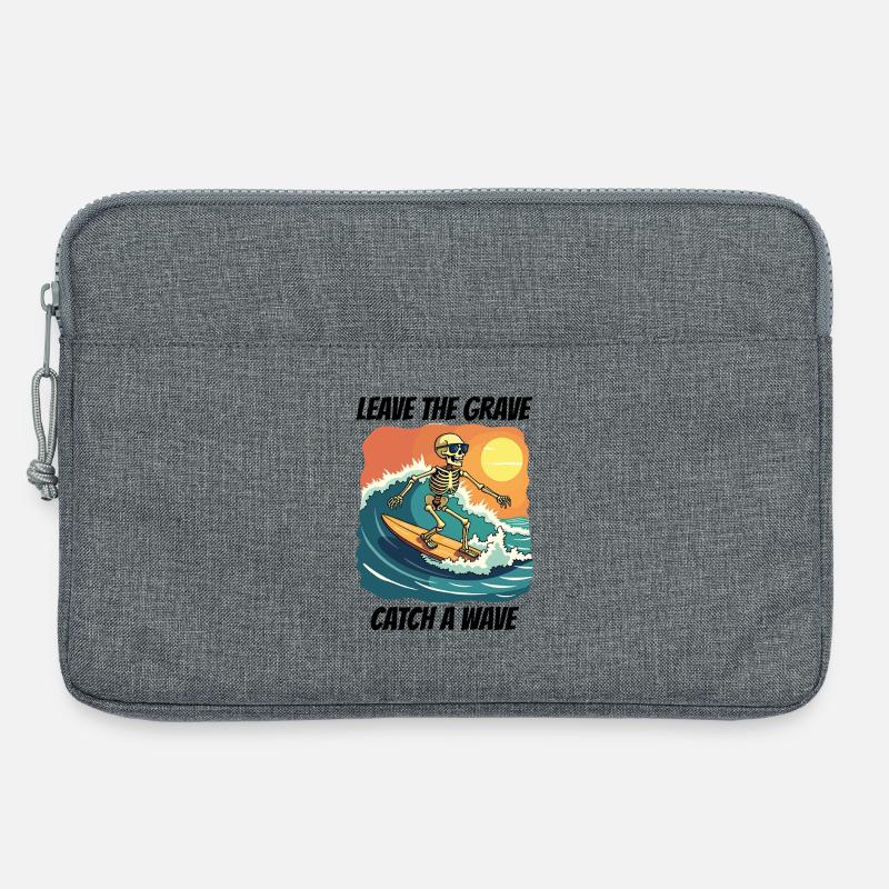 Surf Surf Skeleton Fun Cool Plage Vacances - Sacoche pour ordinateur portable 13 pouces - gris chiné