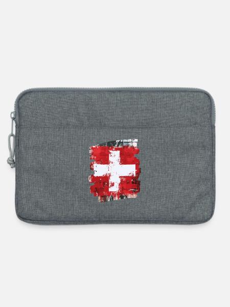 Schweizer Flagge Schweiz - Laptoptasche 13" - Grau meliert