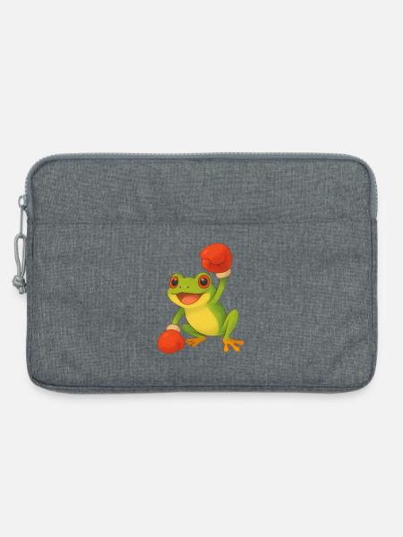 Frosch mit Boxhandschuhen - Laptoptasche 13" - Grau meliert