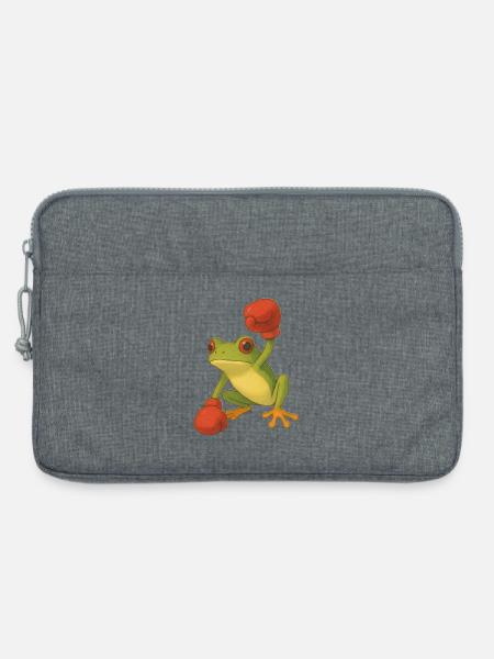Frosch mit Boxhandschuhen - Laptoptasche 13" - Grau meliert