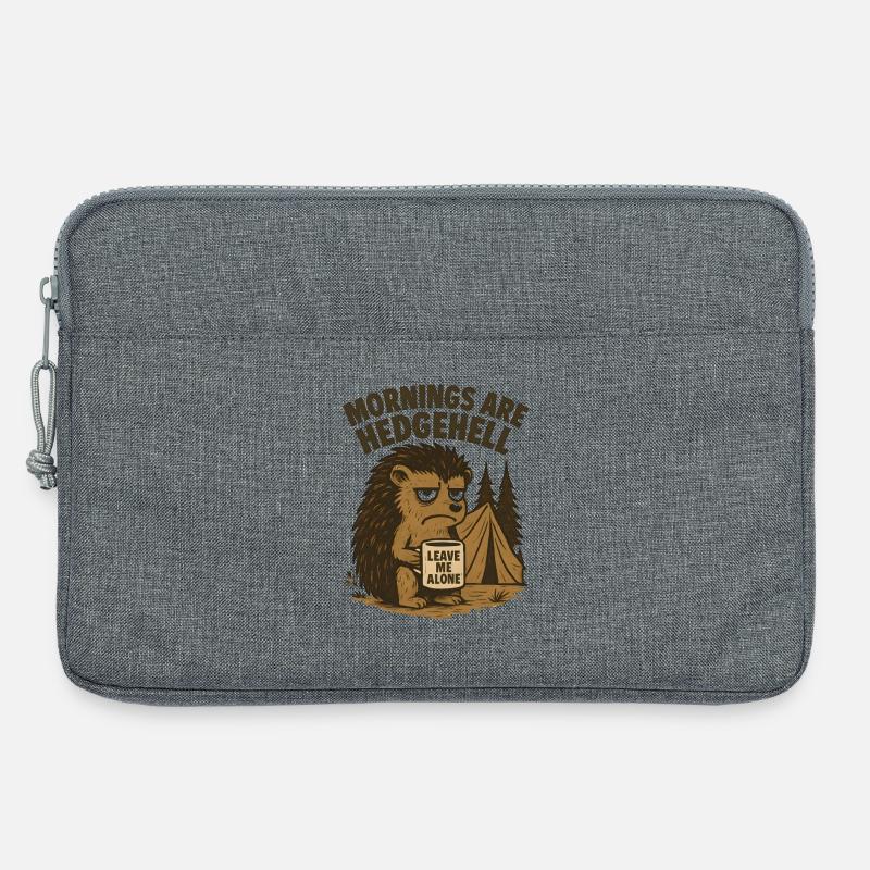 Igel mit Kaffeetasse - Laptoptasche 13" - Grau meliert