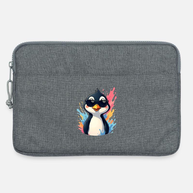 Cool Pingu mit Sonnenbrille - Laptoptasche 13" - Grau meliert