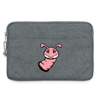 La chenille jette un œil hors du trou et sourit au doux ver, une bande dessinée amusante - Sacoche pour ordinateur portable 13 pouces - gris chiné - Devant