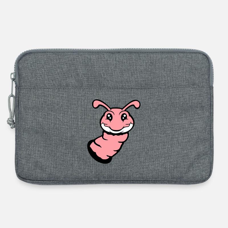 Raupe guckt aus Loch lächelt süß Wurm Comic Spaß - Laptoptasche 13" - Grau meliert