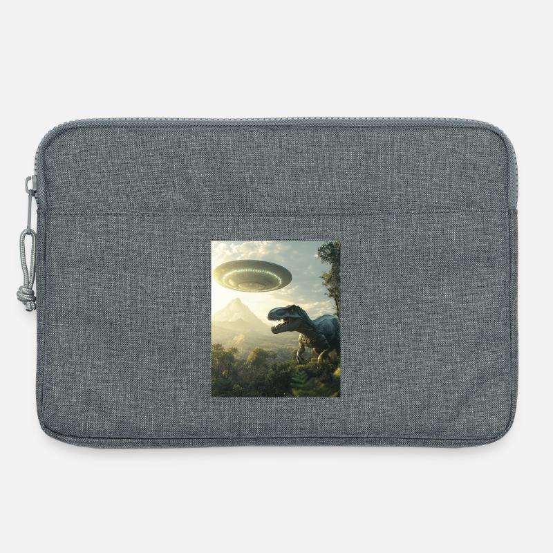 T-Rex Selfie mit UFO - Laptoptasche 13" - Grau meliert