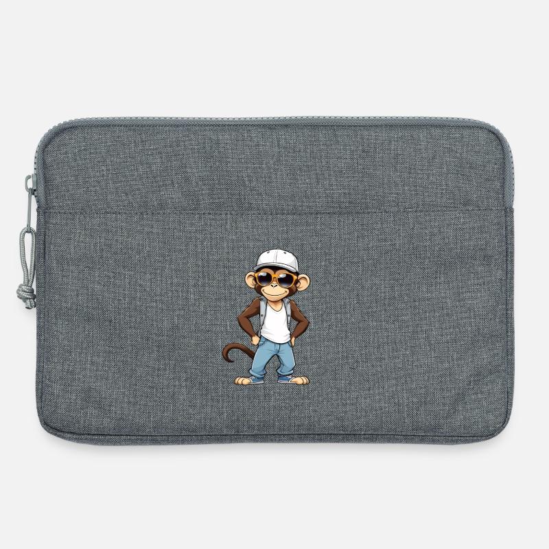Cool Affe mit Sonnenbrille und Cap - Laptoptasche 13" - Grau meliert