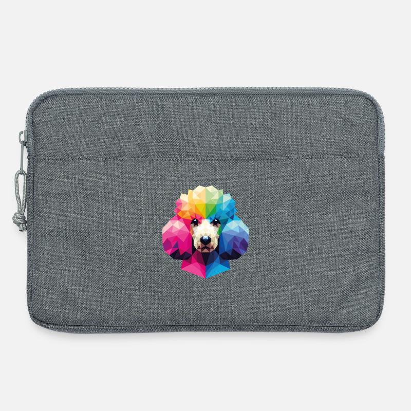 Bunter geometrischer Pudel im polygonalen Stil - Laptoptasche 13" - Grau meliert