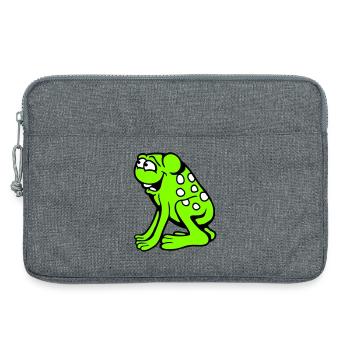 grenouille crapaud rire drôle idiot effronté assis bande dessinée - Sacoche pour ordinateur portable 13 pouces - gris chiné - Devant