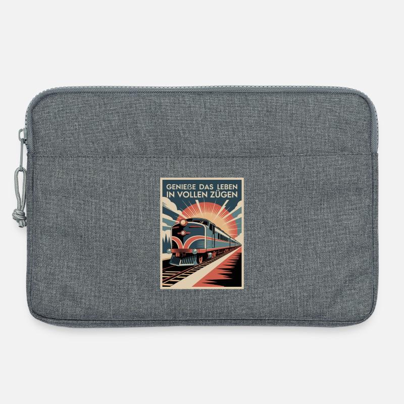 Bahn Genieße Das Leben In Vollen Zügen Eisenbahn - Laptoptasche 13" - Grau meliert