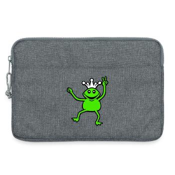 Couronne de grenouille Roi Conte de fées Prince Princesse Paix - Sacoche pour ordinateur portable 13 pouces - gris chiné - Devant