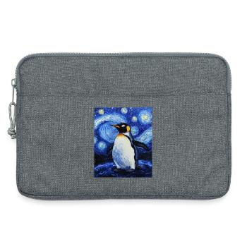 Penguin Bird Van Gogh Style Starry Night - Laptop bag 13" - heather grey - Front