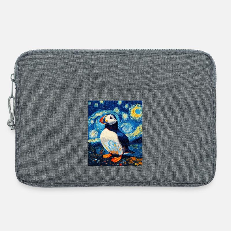 Papageientaucher Vogel Van Gogh Style Starry Night - Laptoptasche 13" - Grau meliert
