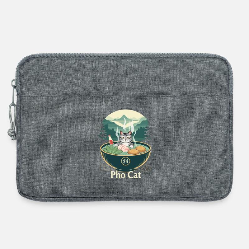 Pho Cat im Ramenbecher - Laptoptasche 13" - Grau meliert