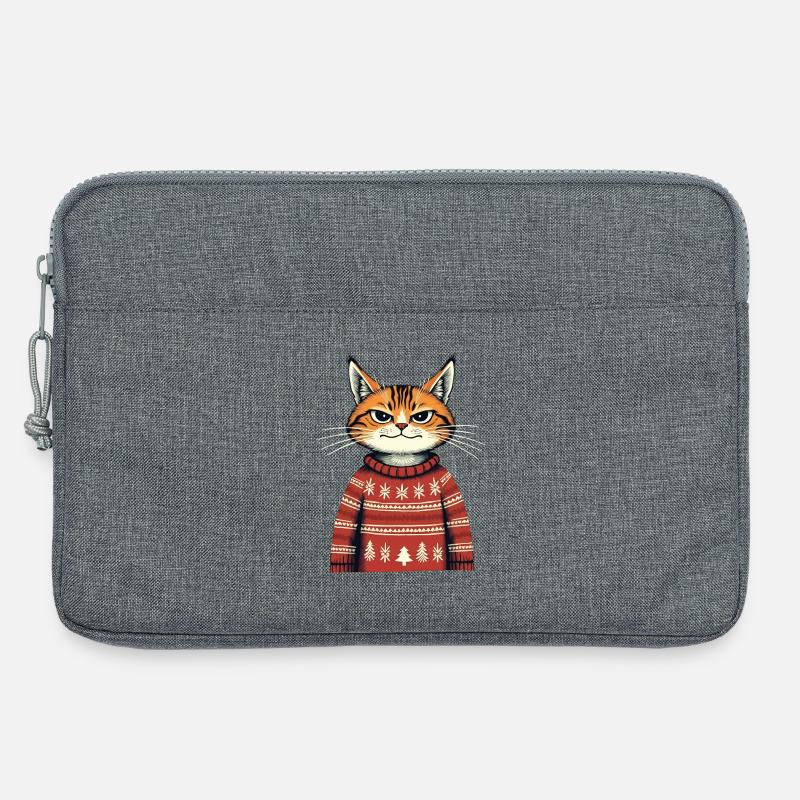 Weihnachtskatze - Laptoptasche 13" - Grau meliert
