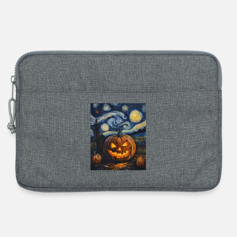 Kürbis Halloween Van Gogh Style Starry Night - Laptoptasche 13" - Grau meliert