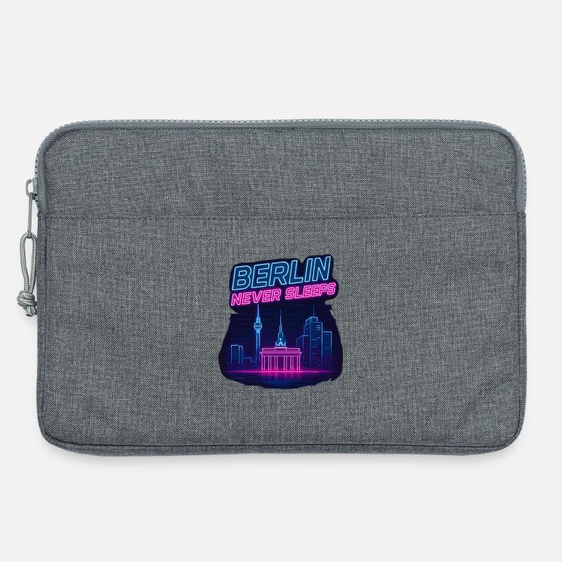 Berlin Never Sleeps Neon Skyline Design - Laptoptasche 13" - Grau meliert