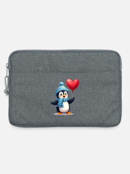 Süßer Pinguin mit Ballon - Laptoptasche 13" - Grau meliert
