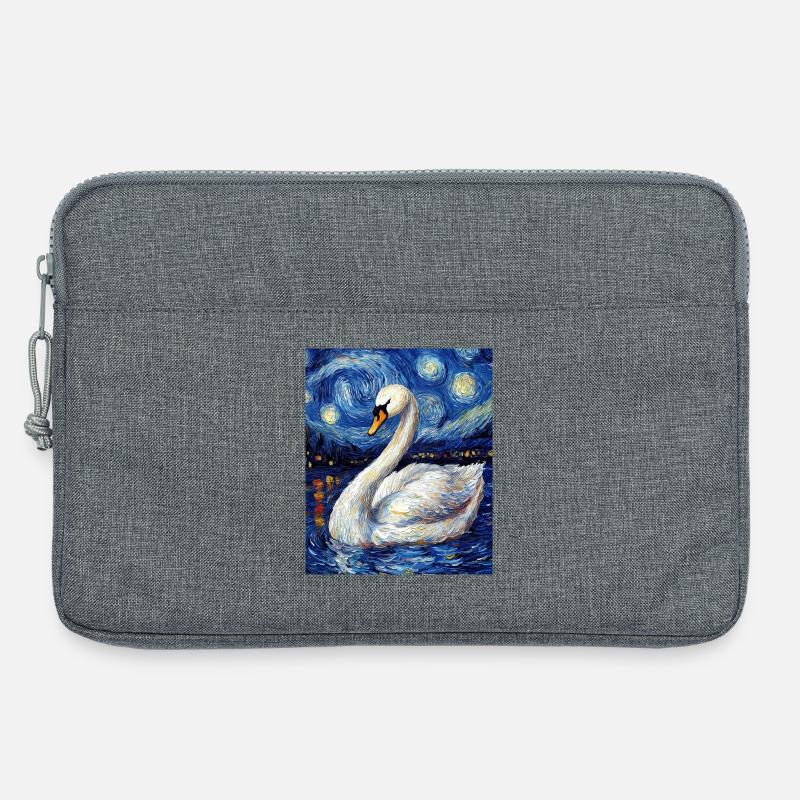 Schwan Vogel Van Gogh Style - Laptoptasche 13" - Grau meliert