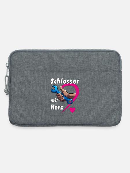 Schlosser mit HERZ - Laptoptasche 13" - Grau meliert