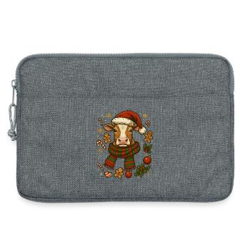 Cow at Christmas - Laptop bag 13" - heather grey - Front