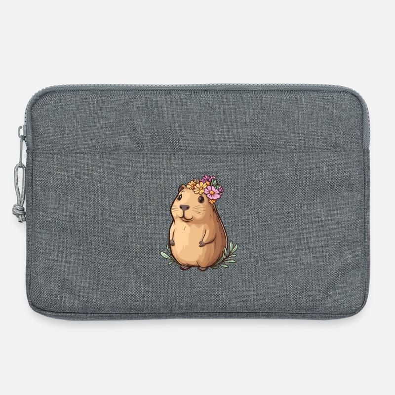 Kapibara mit Blumenkranz - Laptoptasche 13" - Grau meliert