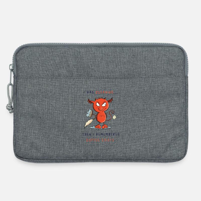 Putzteufel putzt, Kaffee existiert - Laptoptasche 13" - Grau meliert