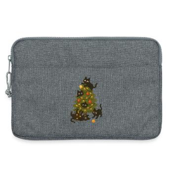 Drôles de chats jouant autour de l’arbre de Noël - Sacoche pour ordinateur portable 13 pouces - gris chiné - Devant