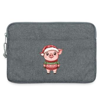 Schwein Weihnachten Xmas - Laptoptasche 13" - Grau meliert - Vorne