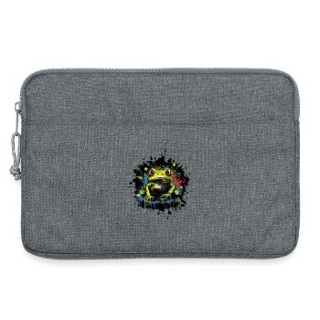 Touche de couleur Style néon de grenouille - Sacoche pour ordinateur portable 13 pouces - gris chiné - Devant