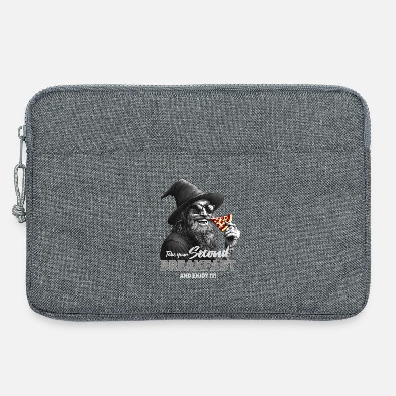 Lustiger Zauberer mit Pizza - Laptoptasche 13" - Grau meliert