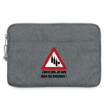 ICH KANN NICHT, ICH STEHE IM STAU! (Wein) - Laptoptasche 13" - Grau meliert - Vorne