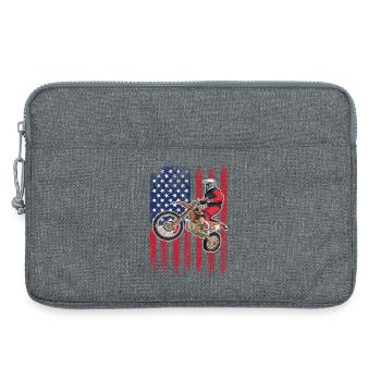 Dirt Biking USA Flag  - Laptop bag 13" - heather grey - Front