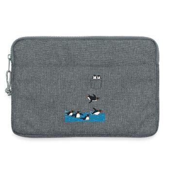 Pinguin Sprung ins Wasser Pocket Design - Laptoptasche 13" - Grau meliert - Vorne