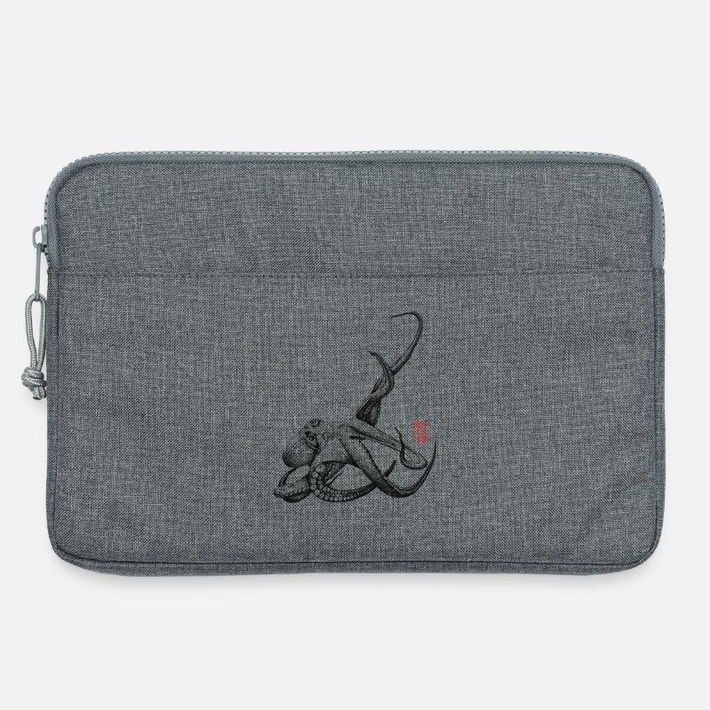 Krake mit Kanji Stamp - Laptoptasche 13" - Grau meliert