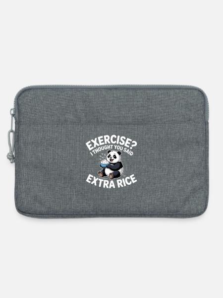 Panda mit Reis-Witz - Laptoptasche 13" - Grau meliert