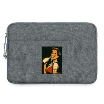 Retro Dame mit Milch Getränk  - Laptoptasche 13" - Grau meliert - Vorne