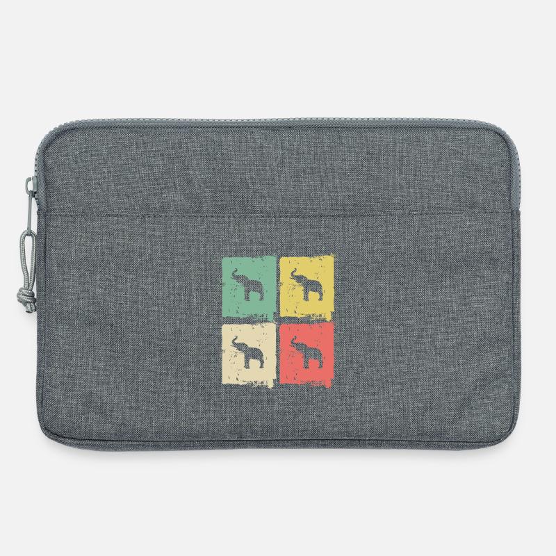 Elephant Quadri Pastel Pattern - Laptop bag 13" - heather grey