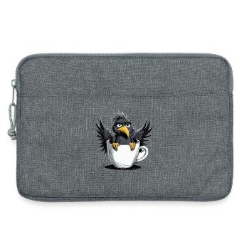 Matin, grognon, café, pas de désir, corbeau, mauvaise humeur, mauvaise humeur - Sacoche pour ordinateur portable 13 pouces - gris chiné - Devant