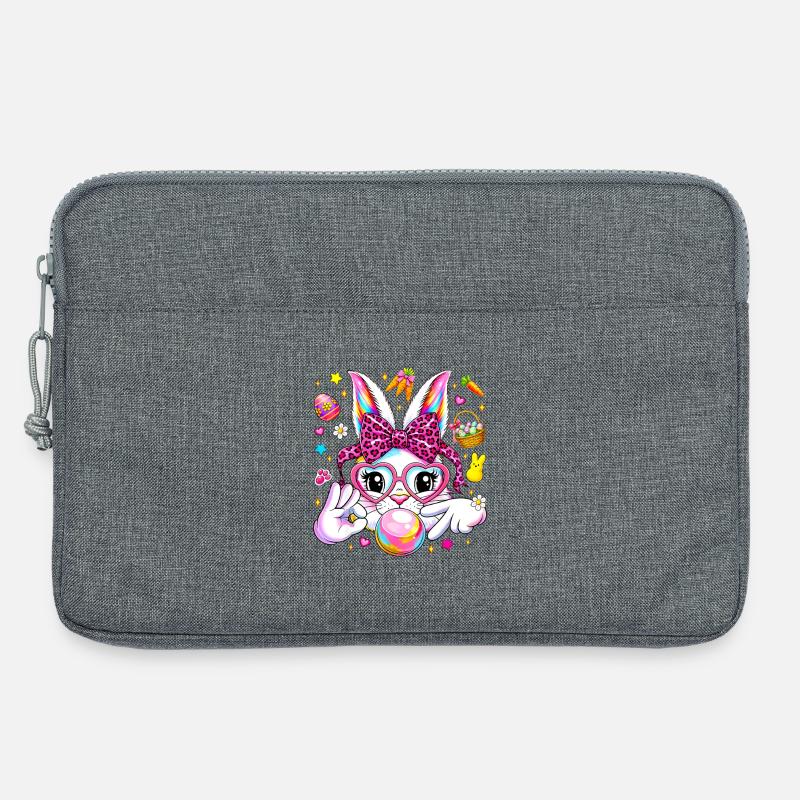 Cute bunny rabbit face leopard coquette bow six  - Laptoptasche 13" - Grau meliert