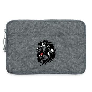 Rudernder Löwen-Silhouette mit roter Zunge - Laptoptasche 13" - Grau meliert - Vorne