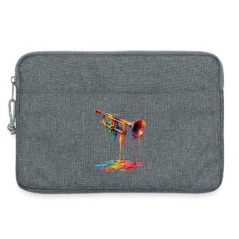Trumpet with dripping paint - Laptop bag 13" - heather grey - Front
