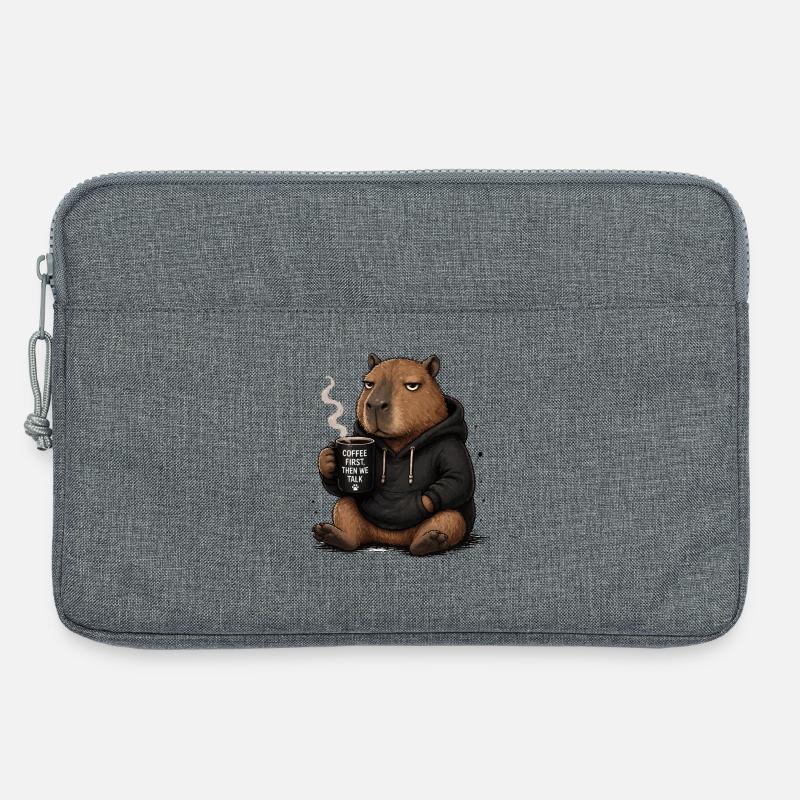 Coffee First Beaver Pullover Hoodie - Laptop bag 13" - heather grey